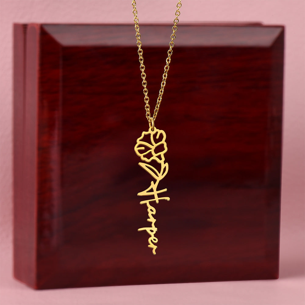 Personalize Flower Name Necklace