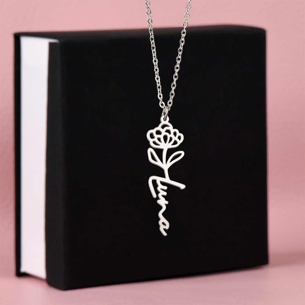 Personalize Flower Name Necklace
