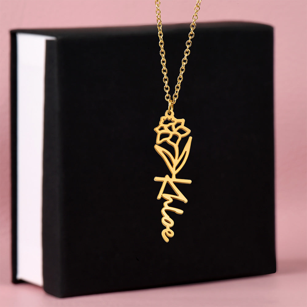 Personalize Flower Name Necklace